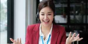 Chinese-speaking customer service representative working in Cambodia office
