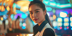 Casino Surveillance Executive monitoring security cameras in a control room, professional career opportunity at Talent4U...