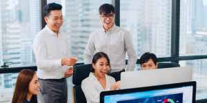 Dashboard view of a digital workforce management system displaying automated scheduling, productivity metrics, and team management tools, illustrating