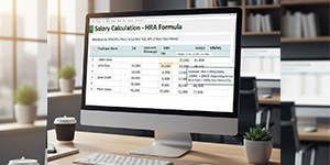 Stepwise calculation of HRA in an Excel spreadsheet, showcasing its role in salary structure computation.